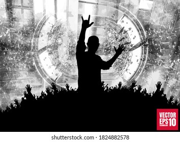 Party background with dancing people - vector illustration