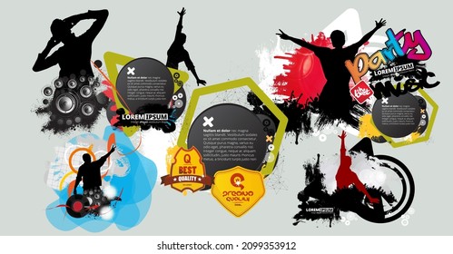 Party background with dancing people - vector illustration