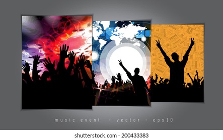 Party Background. Editable vector with happy dancing people.