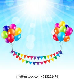 Party Background with Flags and Balloons Vector Illustration. EPS 10

