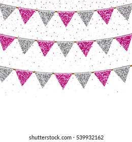 Party background with flags. Can be used as Birthday banner, Wedding background, glamour party flyer etc 