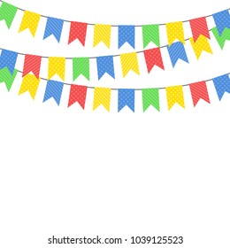 Party background with flags. Vector illustration. Colorful festive hanging garlands