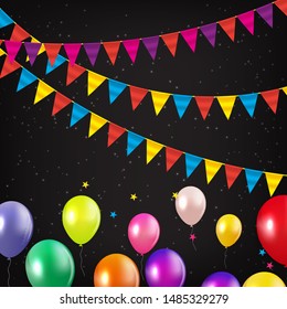Party Background with Flags Vector Illustration. EPS 10