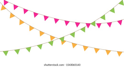 Party Background with Flags Vector Illustration. EPS 10. Bunting flags. Birthday flags vector illustration