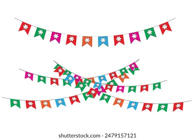 Party Background with Flags vector Illustration. Decorative colorful party pennants for birthday celebration. Decoration for carnival, holiday and festival. Vector elements.