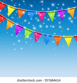 Party Background with Flags Vector Illustration. EPS10