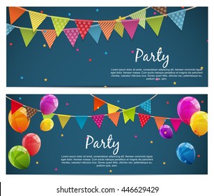 Party Background with Flags Vector Illustration. EPS10