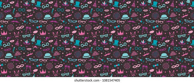 Party background with funny icons. Vector.