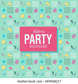 Party background of geometric shapes Memphis style. Wedding, anniversary, birthday, holiday, party. Design for poster, card, invitation. Modern Digital Pattern