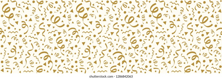 Party background with hand drawn serpentines and confetti. Vector