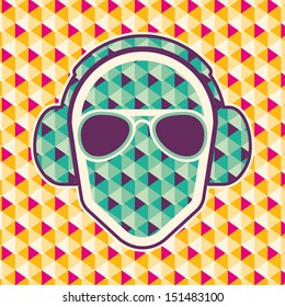 Party background with headphones. Vector illustration.