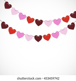 Party Background with Heart Shaped Flags Vector Illustration. EPS10