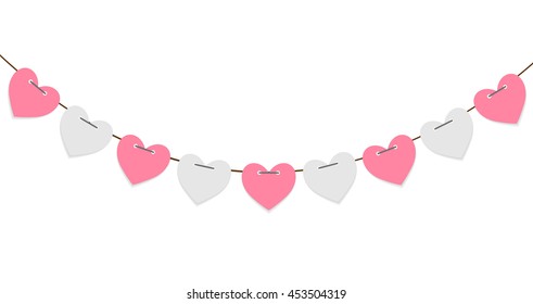 Party Background with Heart Shaped Flags Vector Illustration. EPS10
