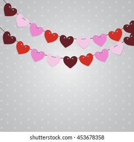 Party Background with Heart Shaped Flags Vector Illustration. EPS10