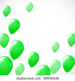 Party background with lime balloons, Festive background with shiny balloons, Flying balloons on white background