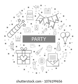 Party background from line icon. Linear vector pattern