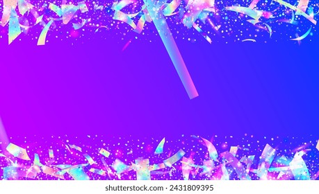 Party Background. Modern Design. Cristal Ribbon. Purple 3d Tinsel. Glare Surprise Illustration. Unicorn Serpentine. Laser Pattern. Carnival Effect. Pink Party Background