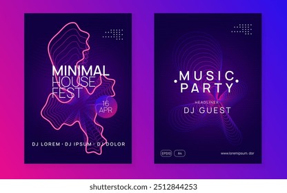 Party Background. Music Electro Graphic. Pink Night Club Set. Trance Invite. Fest Magazine. Nightclub Disco Illustration. Blue Techno Poster. Green Party Background