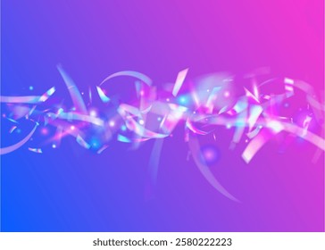 Party Background. Pink Foil Effect. Color Burst. Isolated Banner. Birthday Confetti. Art Template. Abstract Paper. Laser Holographic Explosion. Purple Party Background