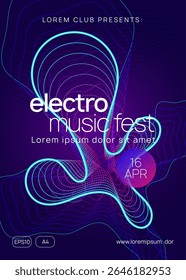 Histórico da Parte. Evento Tecno Rosa. Elemento Music Trance. "Violet Night Club Design" . Revista Discotheque. Vetor de Concerto. Convite de Áudio Soundwave. Plano de fundo azul