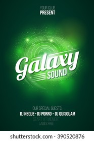 Party background poster. Party background galaxy sound. Party background for Flyer or Party background for invitation. Party background with Space theme. Party background as Vector illustration