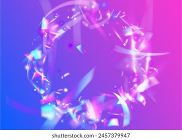 Party Background. Purple Retro Effect. Laser Template. Glare Holographic Illustration. Rainbow Banner. Color Burst. Abstract Poster. Disco Ribbon. Pink Party Background