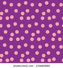 Party background random scattered pink dots seamless pattern. Vector illustration.