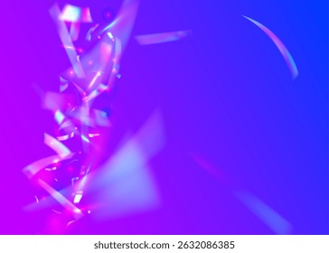 Party Background. Retro Template. Falling Tinsel. Blue Art Burst. Anniversary Glitter. Carnaval Confetti. Digital Poster. Foil Holographic Serpentine. Pink Party Background