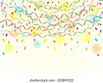 Party background with serpentine. Space for text. Vector background.