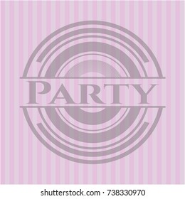 Party badge with pink background