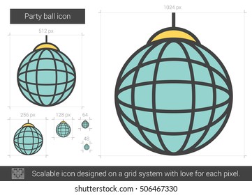 Icono de línea vectorial de bola de partido aislado en fondo blanco. Icono de la línea de pelota para infografía, sitio web o aplicación. Icono escalable diseñado en un sistema de cuadrícula.