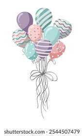 Party balloon bunch. Birthday celebration event symbols. Simple flat vector illustration.