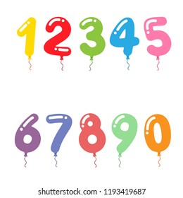 Party balloon colorful numbers set. Vector illustration