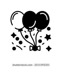 Icono del glifo del globo del partido, Ilustración vectorial