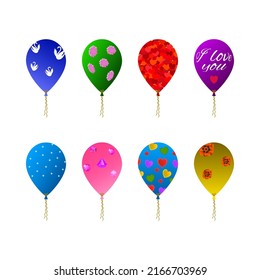 Party Balloon Objects Set. Vector Illustration of Decoration Background.