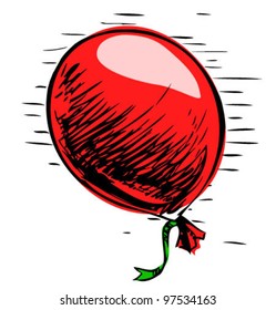 Party balloon with ribbon. Hand drawing sketch vector illustration