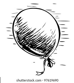 Party balloon with ribbon. Hand drawing sketch vector illustration