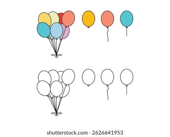 party balloon simple shape symbol icon design vector isolated transparent background