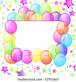 Party Balloons Banner. Vector.