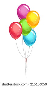 Party balloons bunch with ribbon, eps10 illustration make transparent objects, isolated