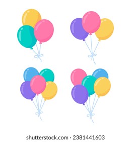 Party balloons. colorful balloons For decorating birthday parties. Vector Illustration.