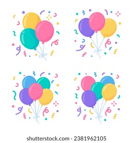 Party balloons. colorful balloons For decorating birthday parties. Vector Illustration.