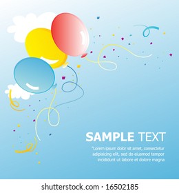 Party Balloons with Confetti. Vector. For more illustrations VISIT MY GALLERY.