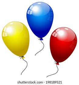 Party balloons of different colors isolated over white background 