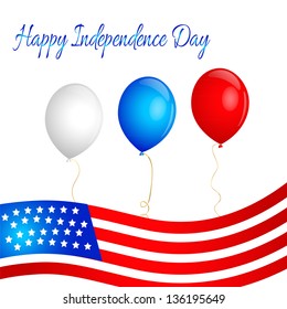 Party balloons and flage  Independence Day greeating card