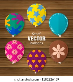 Party balloons in flat style useful for greeting and birthday or other occasions. Vector.