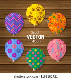 Party balloons in flat style useful for greeting and birthday or other occasions. Vector.