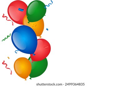 party balloons full colour with confetti vector free