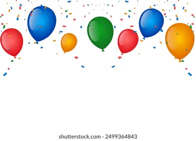 party balloons full colour with confetti vector free