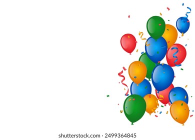 party balloons full colour with confetti vector free